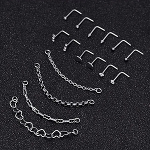 Venta al por mayor de anillos de Nariz de estilo simple de acero inoxidable, conjunto de tachuelas hipoalergénicas de circón para niños, joyería de boda, Piercing para la nariz - Product Image 2