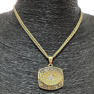 NFL <span class=keywords><strong>San</strong></span> <span class=keywords><strong>Francisco</strong></span> 49ers vô địch Vòng cổ mặt dây chuyền 5 Bộ Vòng cổ thời trang đồ trang sức tùy biến bán buôn - Product Image 5