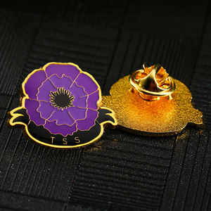 เข็มกลัดโลหะสังกะสีเคลือบสีทองพิมพ์ลายดอกไม้2สีสำหรับเสื้อผ้าหรือกระเป๋า - Product Image 4