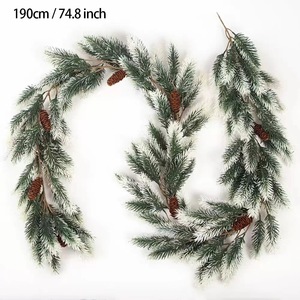 Guirlande artificielle en pin d'Italie 1,98 m avec cônes de pin, décorations de Noël, guirlande de fêtes pour usage intérieur et extérieur - Product Image 5