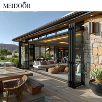 Portes patio pliantes en verre double couche en aluminium Meidoor Meidoor, grandes portes intérieures insonorisées