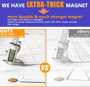 Kit de calendrier magnétique effaçable à sec - Réfrigérateur Mensuel Aimant extra-épais 5 marqueurs Crochets adhésifs Montage mural OEM - Product Image 2