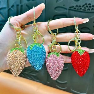 2025 Newest Diamond-Studded Strawberry Keychain - Gold Plated Fashion Bag Charm, Cute Car <b>Key</b> <b>Accessory</b> for Women - Product Image 6