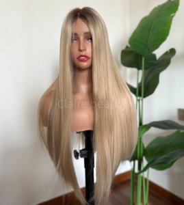 Parrucche Ebraiche con Top in Pizzo Disponibili, Colore <span class=keywords><strong>Biondo</strong></span> con Highlights, Senza Perdita di Capelli, Senza Grovigli, Parrucca Ebraica Kosher in Capelli Umani con Pizzo Svizzero - Product Image 5