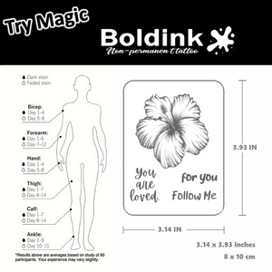 Tatuaggio Temporaneo Boldink Personalizzato a Forma di Fiore di Ibisco, Realistico, Impermeabile, Lunga Durata 2 Settimane, Inchiostro Jagua - Product Image 5