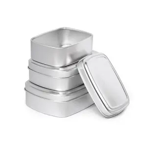 Square Aluminium 60ml 100ml Tins With Lids Custom Printing Rust Proof Rectangle Shape Aluminium Jar Soap Containers Packaging