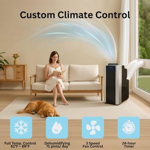 Whynter Portable Air Conditioner 14000 Btu Dual Hose Dehumidifier Cooling Fan PlatinumBlack 51dB for 500 Sq Ft Rooms - Product Image 2