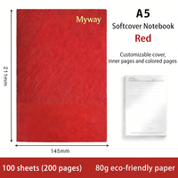 Carnet de notes haut de gamme Myway 2026 en cuir PU souple à rayures A5 avec marque-page – Idéal pour les entreprises et les cadeaux d'entreprise