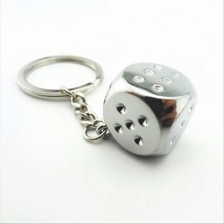 fashion Entertaining Casino Dice Shape Cube Creative Key Chain Metal Personality Dice Model Alloy Keychain Dice luck Key chains