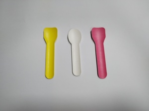 Cucchiaio Gelato Mini colorato usa e getta per Gelato testa quadrata piccolo cucchiaio di carta gialla - Product Image 4