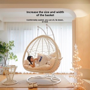Sillón Colgante de Mimbre Romántico Moderno Minimalista 2026, Hamaca Columpio <span class=keywords><strong>para</strong></span> Balcón, Exterior, Interior, Cama Perezosa <span class=keywords><strong>para</strong></span> Adultos, 2 Plazas - Product Image 1