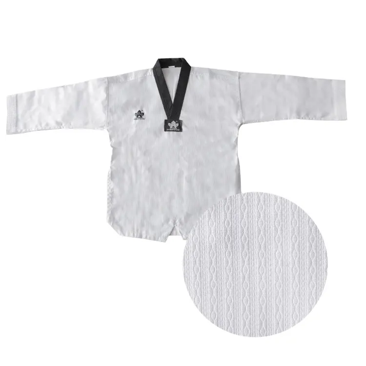 Roupas de arte marciais baratas, logotipo personalizado branco durável respirável roupas de taekassistdo