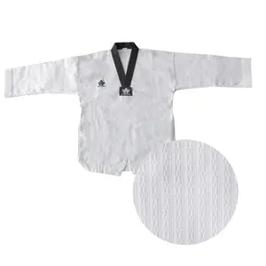Penjualan Murah Logo Kustom Putih Tahan Lama Pakaian Seni Bela Diri Bernapas Seragam Taekwondo