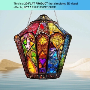 Idea de Decoración para el Hogar en Ramadán: Impresión Plana 2D con Ilusión 3D de un Araña de Cristal Ornamentado de Oriente Medio, Vibrante Estilo Islámico - Product Image 4