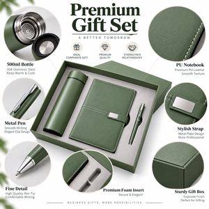 Coffret cadeau professionnel : thermos isotherme, carnet en cuir et stylo, cadeau d'affaires pour les collègues - Product Image 2
