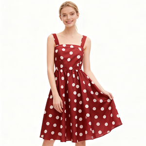 Red White Polka Dot Dress - 2025 New Design Summer Style