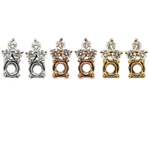 Hong Kong KOK livraison rapide bonne qualité 18k solide or jaune naturel VS SI diamant Semi montage fleur boucles d'oreilles pour les femmes - Product Image 4