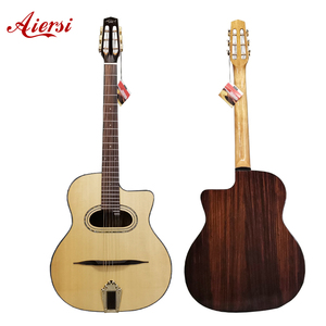 Guitare Gypsy <span class=keywords><strong>Jazz</strong></span> Aiersi Faite à la Main, Instrument à Cordes <span class=keywords><strong>Manouche</strong></span> Blues, Finition Brillante, Table en Épicéa Massif, Corps en Palissandre, Trou en D - Product Image 1