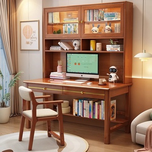 Bibliothèque intégrée en bois massif Bureau d'ordinateur simple et moderne <span class=keywords><strong>pour</strong></span> étudiants et enfants <span class=keywords><strong>pour</strong></span> petits appartements - Product Image 1