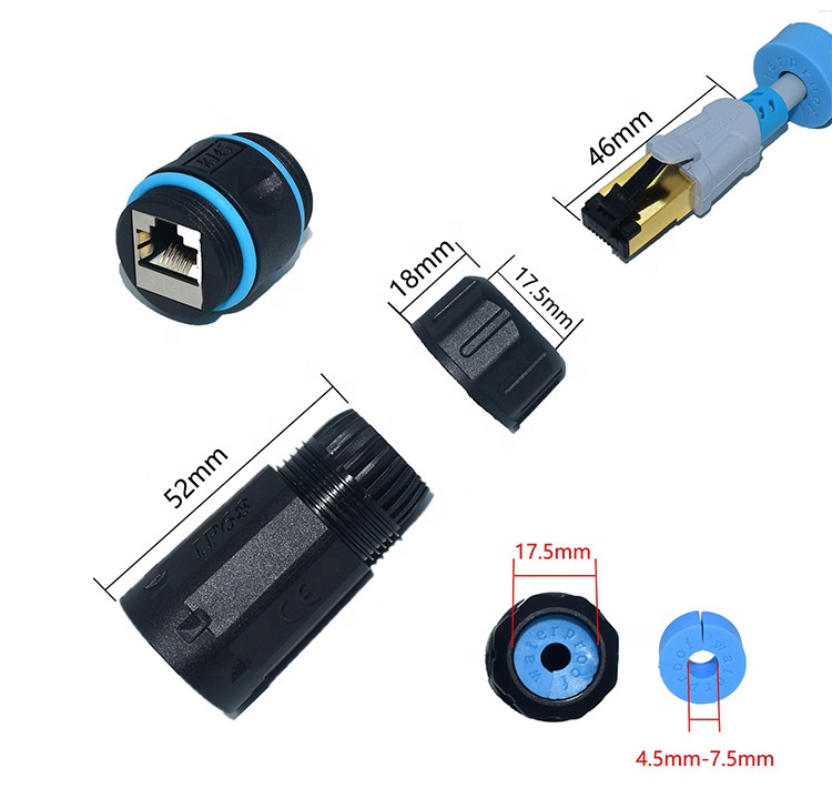 防水RJ45カプラーシールドメス-メス防水イーサネットカプラー