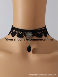 Collar de bambú y cobre gótico retro europeo-americano, gargantilla de encaje de cristal multicapa distintiva y personalizada - Product Image 5