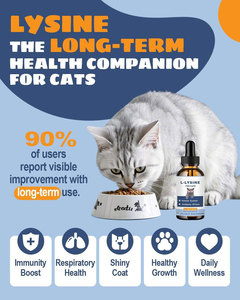 Gouttes de L-Lysine Naturelle à Marque Privée <span class=keywords><strong>pour</strong></span> Chats – Complément Immunitaire et Soutien Respiratoire Félin – Gouttes Antibiotiques <span class=keywords><strong>pour</strong></span> Chats - Product Image 2