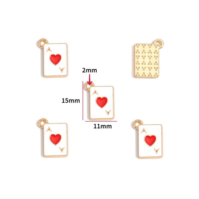 Alloy Enamel Playing Card Pendant Jewelry Accessories for Women Handmade DIY Bracelet Necklace Keychain Craft Decoration