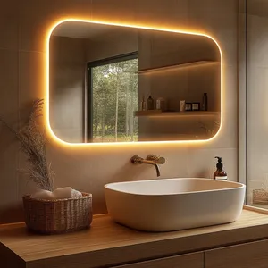 Miroir de salon d'hôtel moderne Miroir rétroéclairé LED avec lumières <span class=keywords><strong>Produit</strong></span> miroir LED contemporain - Product Image 5