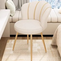 Chaise de maquillage en métal, confortable pour une longue assise, avec dossier simple, tabouret de manucure de luxe léger pour chambre à coucher et coiffeuse