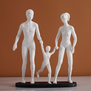 Abstract Family Figurine White Resin Minimalist Design Home Office <b>Decor</b> Art Sculpture For Desk Study Cabinet Display - Product Image 1