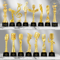 Trophée musical en résine sculptée dorée en forme de note, personnalisé pour les concours de chant et de récitation, récompense pour les étudiants à la voix supérieure