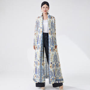 Muslimah Clothing Wholesale Elegant Miyake Abaya Floor Length Polyester Fabric Printed Four-Way Stretch Plus Size Size - Product Image 2