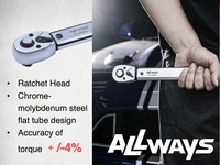 Llave Dinamométrica Ajustable de Tipo Clic de Grado Industrial ALLWAYSTOOLS de 1/2'', 40-200 Nm, 4% de Precisión, Herramientas Manuales Profesionales
