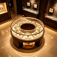 Vitrine Ronde Personnalisée pour Bijoux avec Éclairage LED, Comptoir de Présentation en Verre Stratifié pour Magasin