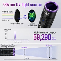 Lampe torche UV Tank007 K9A5 365nm pour la détection de fuites, la détection fluorescente UV, la détection de peinture automobile, rechargeable