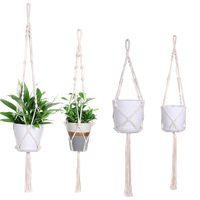 Panier suspendu en macramé fait main pour plantes d'intérieur et d'extérieur, décoration de la maison, corde en coton, support pour plantes en macramé
