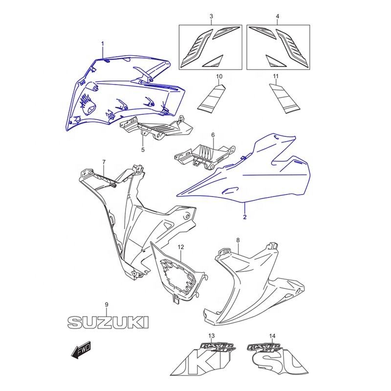 GSX150F Gixxer150 SF Upper Side Cowling - OEM No. 94431/94441