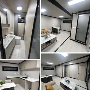 บ้านสำเร็จรูปแบบขยายได้จากตู้คอนเทนเนอร์ไม้ขนาด 20 ฟุต 40 ฟุต พร้อมส่ง ห้องนั่งเล่น บ้านพักตากอากาศเคลื่อนย้ายได้ - Product Image 4