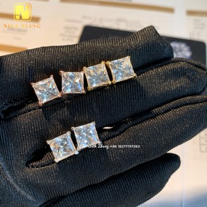 Vente en gros de boucles <span class=keywords><strong>d</strong></span>'oreilles en <span class=keywords><strong>diamant</strong></span> Hip Hop Moissanite clous en <span class=keywords><strong>diamant</strong></span> de laboratoire taille princesse hommes femmes boucles <span class=keywords><strong>d</strong></span>'oreilles solitaires en argent sterling - Product Image 2