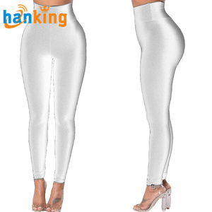 Ehanking <strong>Women</strong> Casual <strong>Wet</strong> <strong>Look</strong> <strong>Leggings</strong> Black High Waist Fitness Ankle-Length <strong>Leggings</strong> Running Gym Stretch Slim Shiny Trousers - Product Image 2