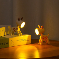 Lampe de chevet créative DIY mini veilleuse chiot tacheté mignon dessin animé INS décoration minimaliste ABS LED chambre à coucher piles incluses