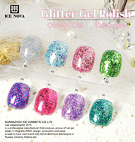 Paillettes Réfléchissantes Scintillantes pour Vernis Gel, Effet Diamant, Couleurs Iridescentes, Cristal Galaxie Lumineux, Vernis Gel UV ICE NOVA