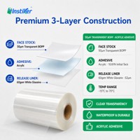 Rouleau Jumbo d'étiquettes autocollantes transparentes en BOPP avec adhésif acrylique à base d'eau pour l'impression d'étiquettes d'emballage