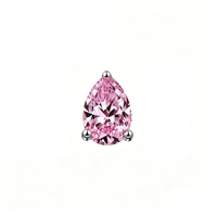 Boucles d'oreilles clous en argent sterling S925 avec zircon rose en forme de goutte, bijoux électroplaqués pour femmes, tailles L/M/S