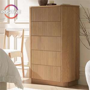 Cómoda Funcional de Madera Contrachapada con 5 Cajones, Estilo de Listones Verticales, Fácil Mantenimiento para Uso Doméstico, <span class=keywords><strong>Aparador</strong></span> - Product Image 3