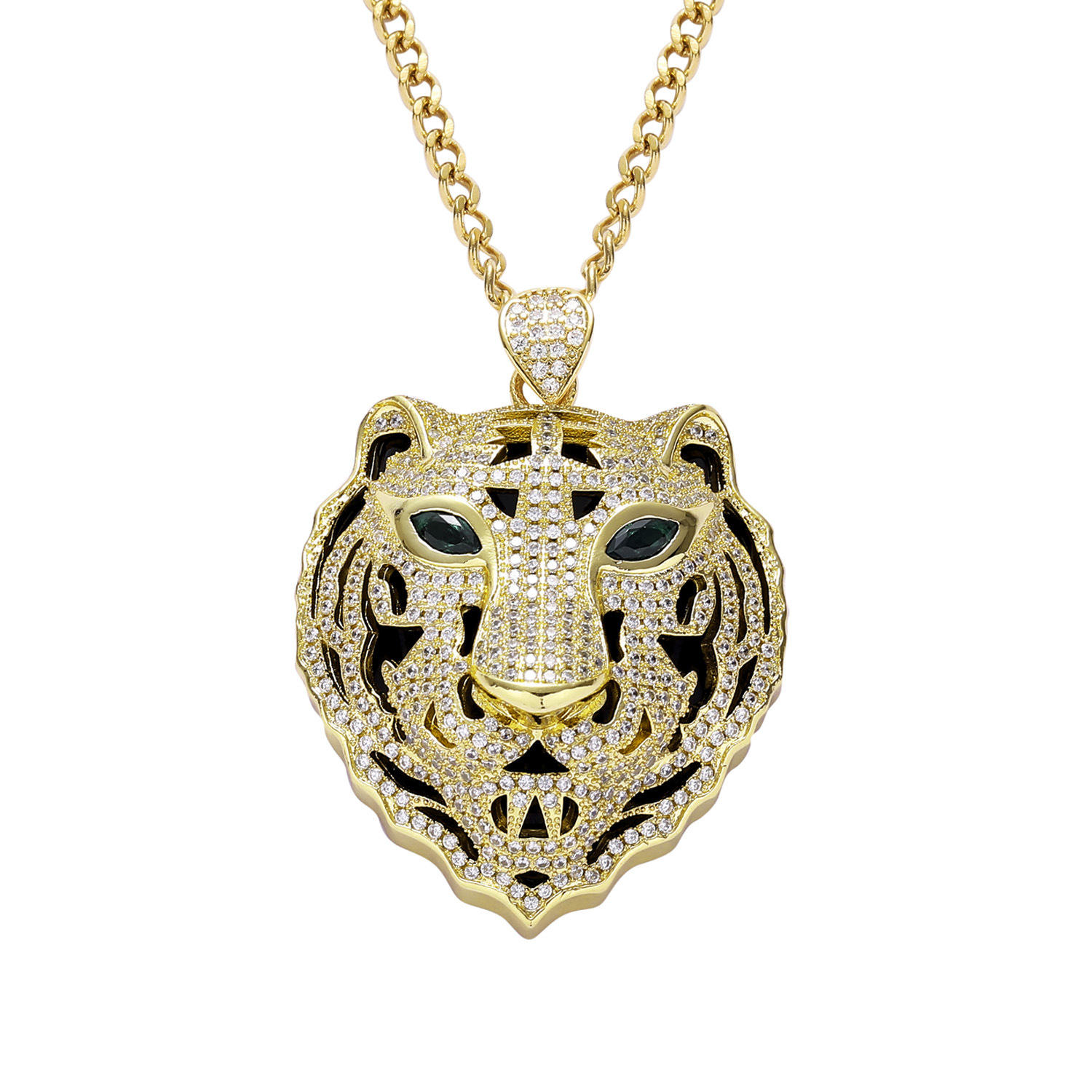 2022 New High Quality Gold Silver Rose Gold Plated Jewelry Punk Animal  Design Tiger Pendant Necklace