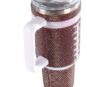 Mug de voyage isotherme en acier inoxydable 40oz avec strass, poignée et paille, écologique, personnalisable en couleur et logo - Product Image 4