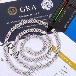 Pass Diamond Tester <b>VVS</b> Moissanite Cuban <b>Chain</b> with GRA 18K Gold Vermeil 925 Silver Custom Handmade Hip Hop Iced Out Men Jewelry - Product Image 2