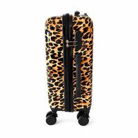 Valise à roulettes JX personnalisée à imprimé léopard en ABS+PC, 20/24/28 pouces, coque rigide, ensemble de bagages légers pour les voyages