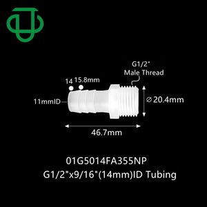 Adaptador de Tubería Roscado Macho de PP Natural G1/2\", Recto, Conector de Manguera de 5/16\" 8mm, Codo de 90 Grados, Accesorios de Tubería Roscados Macho con Espiga - Product Image 4